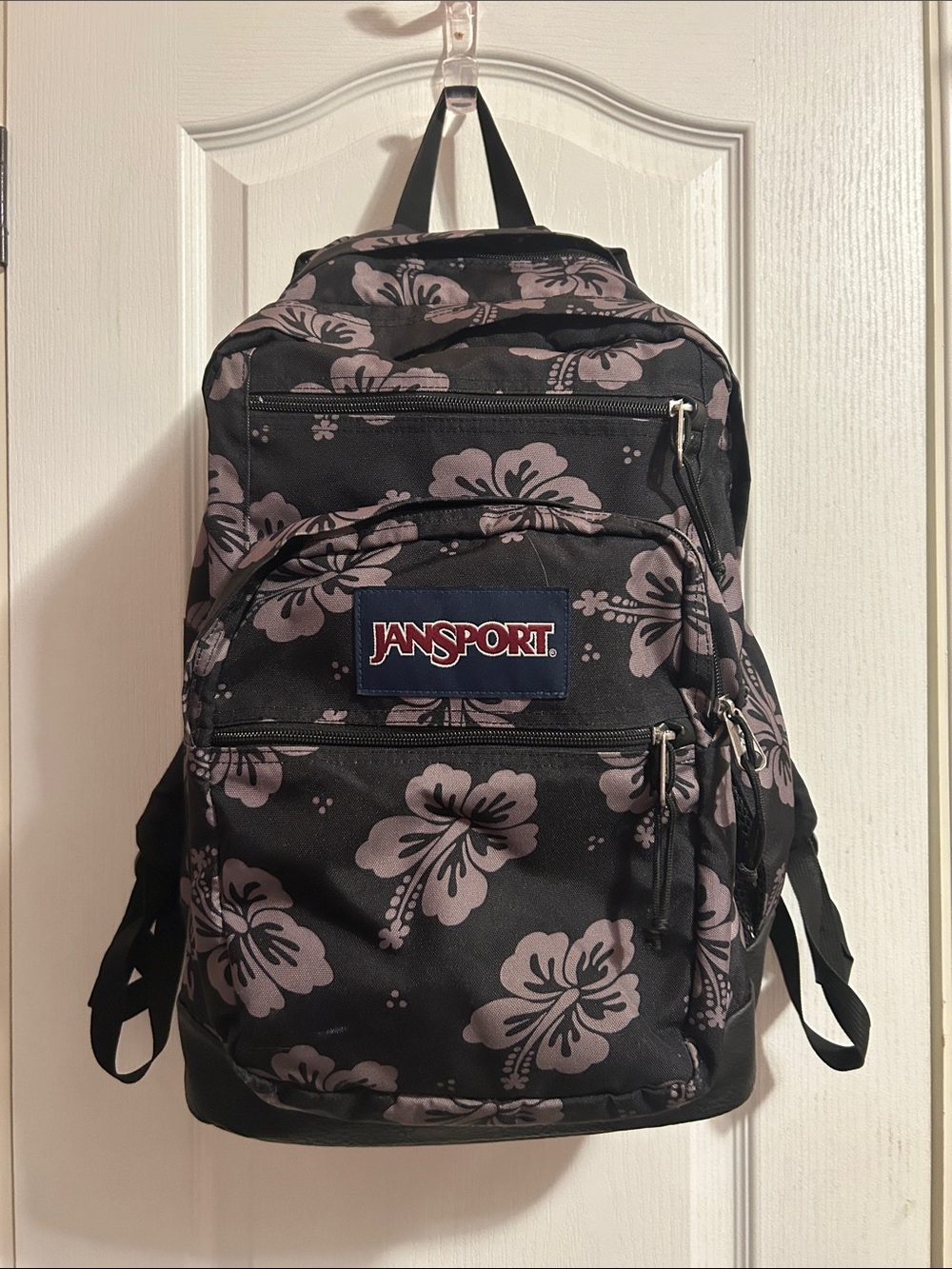 JanSport Black Floral Backpack - Black & Light Grey